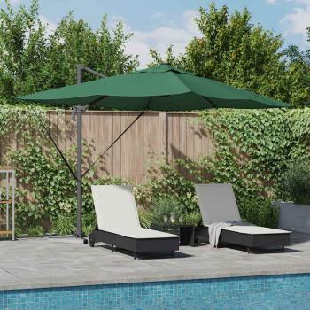 ARDEBO.de - Freischwingender Roma Parasol mit LEDs Grün 352x251x265 cm Aluminium