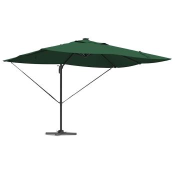 Freischwingender Roma Parasol mit LEDs Grün 352x251x265 cm Aluminium