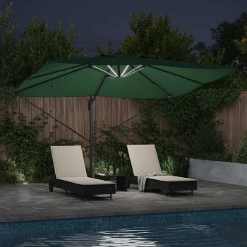 Freischwingender Roma Parasol mit LEDs Grün 352x251x265 cm Aluminium