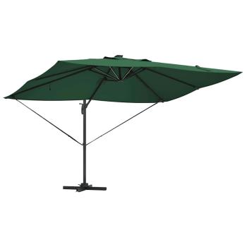 Freischwingender Roma Parasol mit LEDs Grün 352x251x265 cm Aluminium
