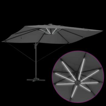 Freischwingender Roma-Parasol mit LEDs Anthrazit 352x251x265 cm Aluminium