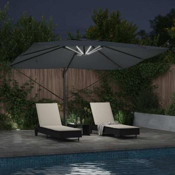 Freischwingender Roma-Parasol mit LEDs Anthrazit 352x251x265 cm Aluminium