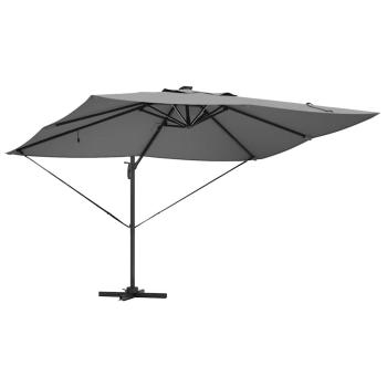 Freischwingender Roma-Parasol mit LEDs Anthrazit 352x251x265 cm Aluminium