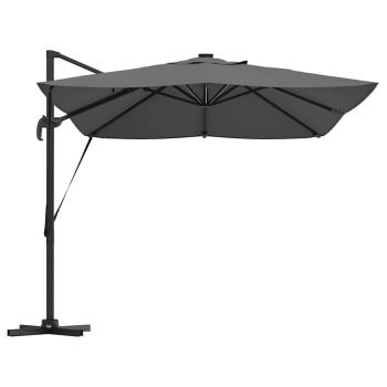 Freischwingender Roma-Parasol mit LEDs Anthrazit 352x251x265 cm Aluminium