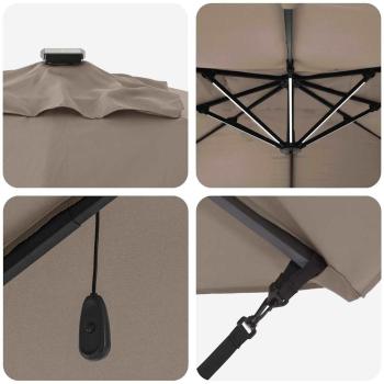 Freischwingende Roma-Paillard mit LEDs Taupe 352x251x265 cm Aluminium