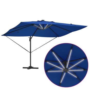 Freischwingende Roma Sonnenschirm mit LEDs Azure Blau 352x251x265 cm Aluminium