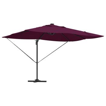 Freischwingender Roma Sonnenschirm mit LEDs Bordeaux Rot 352x251x265 cm Aluminium