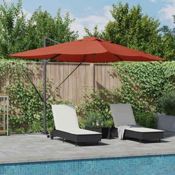ARDEBO.de - Freischwingender Roma Sonnenschirm mit LEDs Terrakotta 352x251x265 cm Aluminium