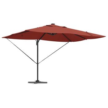 Freischwingender Roma Sonnenschirm mit LEDs Terrakotta 352x251x265 cm Aluminium
