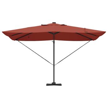 Freischwingender Roma Sonnenschirm mit LEDs Terrakotta 352x251x265 cm Aluminium