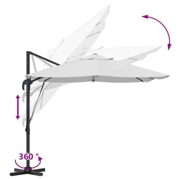 Großer Freischwingender Schirm Sand Polyester Groß Kippbar