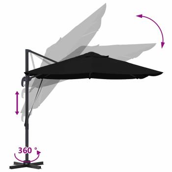 Sonnenschirm Schwarz 351 x 250 x 260 cm Polyester und Aluminium