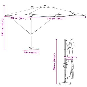Sonnenschirm Schwarz 351 x 250 x 260 cm Polyester und Aluminium