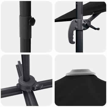 Cantilever-Sonnenschirm Schwarz Polyester mit Metallrahmen Groß