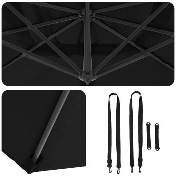 Cantilever-Sonnenschirm Schwarz Polyester mit Metallrahmen Groß