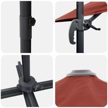 Freischwingender Sonnenschirm Terrakotta Polyester, Stahl Groß