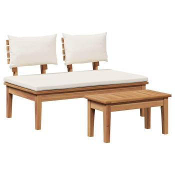 2-teiliges Gartenbank-Set aus massivem Teakholz