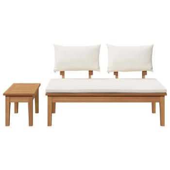 2-teiliges Gartenbank-Set aus massivem Teakholz