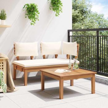 2-teiliges Gartenbankset aus massivem Teakholz