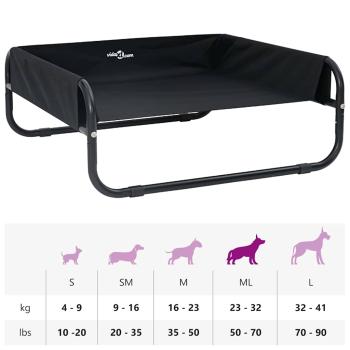Erhöhtes Hundebett Schwarz ML Oxford Stoff und Stahl