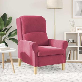 Burgunderroter Sessel Burgunderrot Polyesterstoff mit Holzbeinen