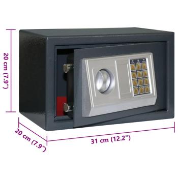 Elektronischer Digitalsafe Dunkelgrau 31x20x20 cm Stahl