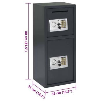Elektronischer Digitaler Safe Dunkelgrau 35x31x80 cm Stahl