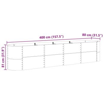 Garten Hochbeet Holzoptik Galvanisierter Stahl 400 x 80 x 81 cm