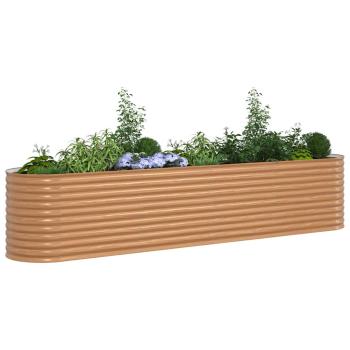 Garten Hochbeet Holzoptik Galvanisierter Stahl 400 x 80 x 81 cm