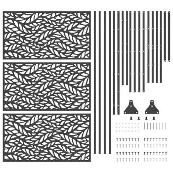 Metallzaunpanel Schwarz Pulverbeschichteter Stahl Groß