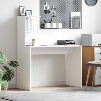ARDEBO.de - Weißer Schreibtisch Weiß MDF Kompakt Dekorative Intarsien