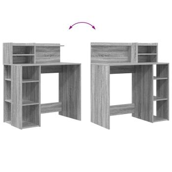 Tisch mit Stauraum Grau Sonoma 90x48x101,5 cm Holzwerkstoff