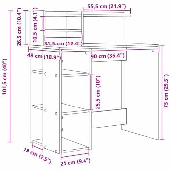 Schreibtisch mit Stauraum Artisan Eiche 90x48x101.5 cm Holzwerkstoff