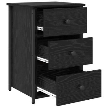 Black Oak Nachttisch Set Schwarzer Eiche Holzwerkstoff Mittel