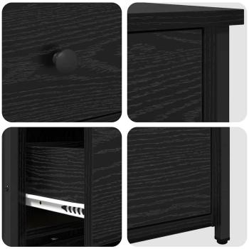 Black Oak Nachttisch Set Schwarzer Eiche Holzwerkstoff Mittel