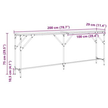 Konsolentisch Schwarzes Eichenholz 200x29x75 cm Holzwerkstoff