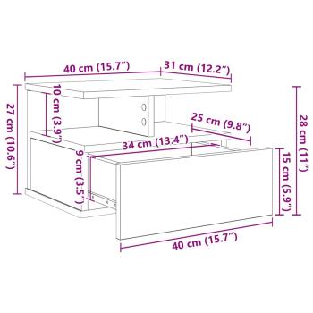 Schwebende Nachttische 2 Stück Alte Holzoptik 40x31x27 cm Holzwerkstoff