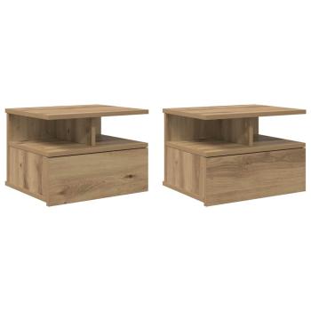 ARDEBO.de - Schwebende Nachttische 2 Stück Artisan Eiche 40x31x27 cm Werkstoff Holz
