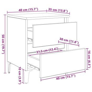 Nachttisch Eichenholz 40x35x50 cm Holzwerkstoff