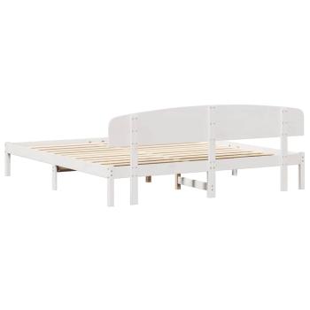 Bettgestell mit Kopfteil Weiß 200x200 cm Massivholz Kiefer