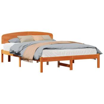 Bettgestell mit Kopfteil Wachsbrown 150x200 cm Massivholz Kiefer