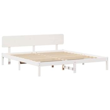 Bettgestell mit Kopfteil Weiß 180x200 cm Massivholz Kiefer