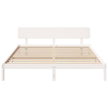 Bettgestell mit Kopfteil Weiß 180x200 cm Massivholz Kiefer