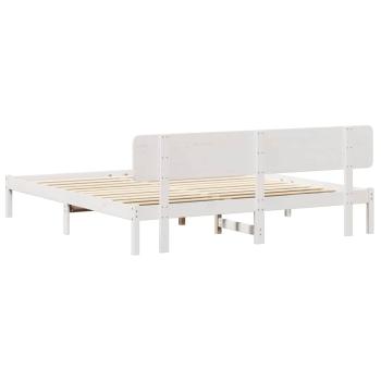 Bettgestell mit Kopfteil Weiß 180x200 cm Massivholz Kiefer
