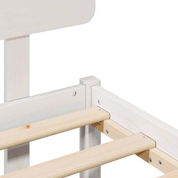 Bettgestell mit Kopfteil Weiß 160x200 cm Massivholz Kiefer