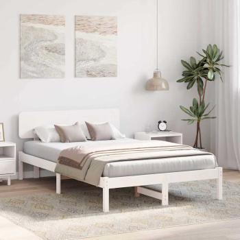 Bettgestell mit Kopfteil Weiß 140x190 cm Massivholz Kiefer