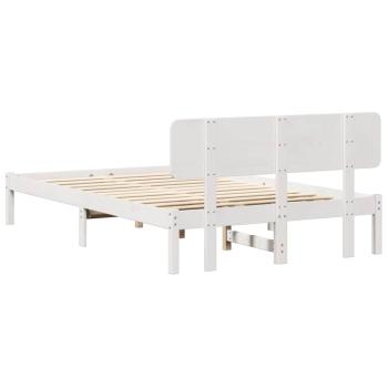 Bettgestell mit Kopfteil Weiß 140x190 cm Massivholz Kiefer