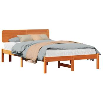 Bettgestell mit Kopfteil Gewachst Braun 140x190 cm Massivholz Kiefer