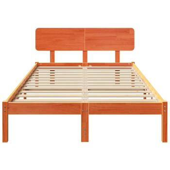 Bettgestell mit Kopfteil Gewachst Braun 140x190 cm Massivholz Kiefer