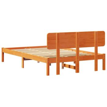 Bettgestell mit Kopfteil Gewachst Braun 140x190 cm Massivholz Kiefer